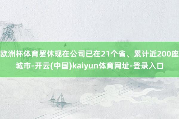 欧洲杯体育罢休现在公司已在21个省、累计近200座城市-开云(中国)kaiyun体育网址-登录入口